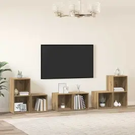 Tv Skapju Komplekts 6 Pcs Artisānā Ozols 37 X 35 X 72 Cm Vidaxl