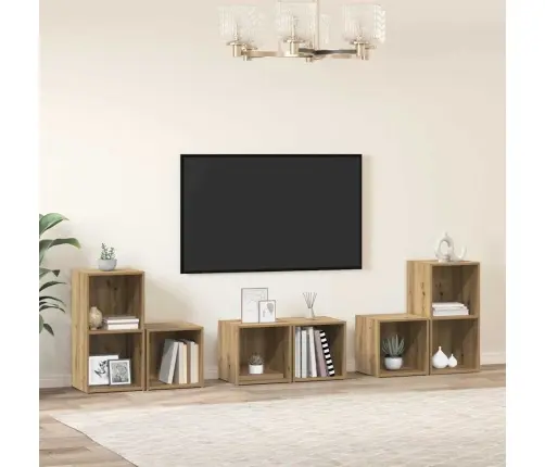 Tv Skapju Komplekts 6 Pcs Artisānā Ozols Inženierijas Koks Vidaxl