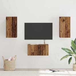 Tv Skapīšu Komplekts 3 Pcs Vecs Koks 60 X 30 X 30 Cm Vidaxl