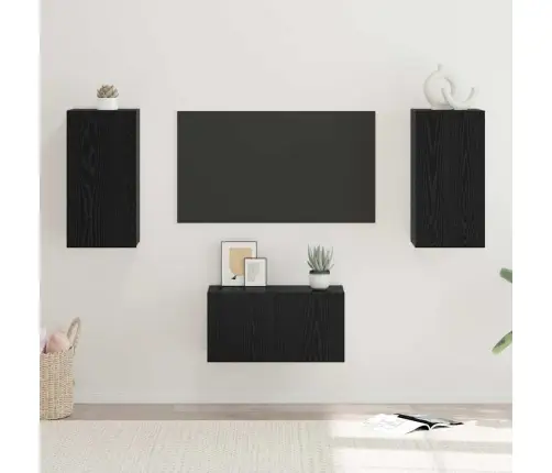 Telerikapi Komplekt Seinale Kinnitatav Must Tamm Tehispuit