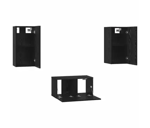 Telerikapi Komplekt Seinale Kinnitatav Must Tamm Tehispuit