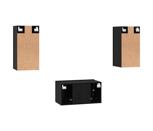 Tv Skapīšu Komplekts 3 Pcs Melni Ozoli 60 X 30 X 30.5 Cm Vidaxl