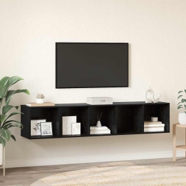 Tv Skapju Komplekts 2 Pcs Melns Ozols 37 X 37 X 142.5 Cm Vidaxl