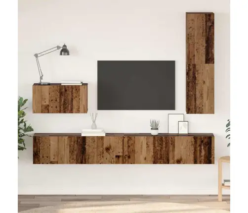 Tv Spintelės Komplektas 4 Pcs Sena Mediena 200 X 30 X 30 Cm