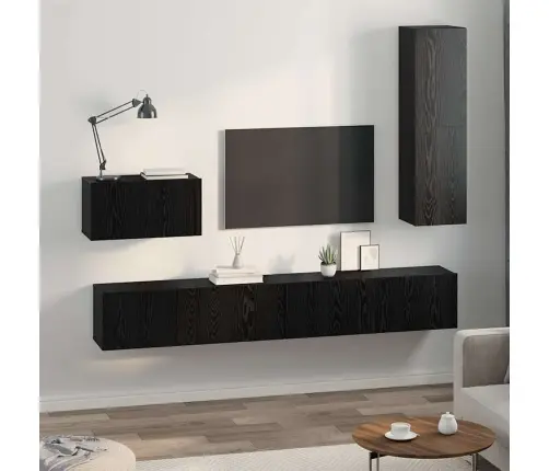 Seina Tv Kapid 4 Pcs Must Tamm 200 X 30 X 30 Cm Töödeldud Puit