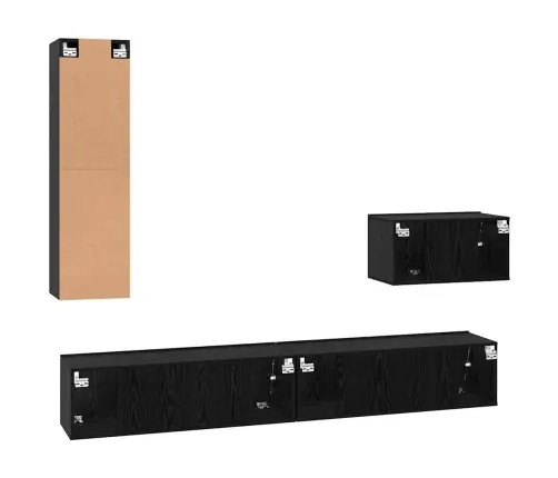 Seina Tv Kapid 4 Pcs Must Tamm 200 X 30 X 30 Cm Töödeldud Puit