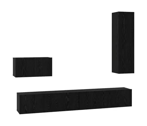Seina Tv Kapid 4 Pcs Must Tamm 200 X 30 X 30 Cm Töödeldud Puit