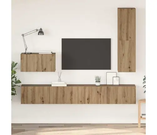 Sieninis Televizoriaus Stovas 4 Pcs Amatininkų Ąžuolas