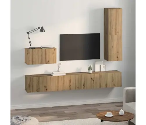 Sieninis Televizoriaus Stovas 4 Pcs Amatininkų Ąžuolas