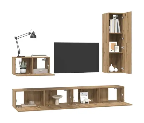 Sieninis Televizoriaus Stovas 4 Pcs Amatininkų Ąžuolas