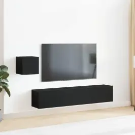 Televizora Skapīšu Komplekts 4 Pcs Melns Ozols 80 X 30 X 30 Cm Vidaxl