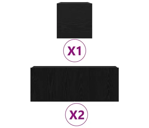 Televizora Skapīšu Komplekts 4 Pcs Melns Ozols 80 X 30 X 30 Cm Vidaxl
