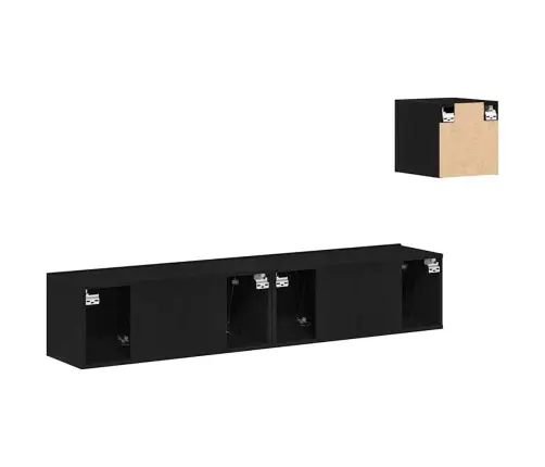 Televizora Skapīšu Komplekts 4 Pcs Melns Ozols 80 X 30 X 30 Cm Vidaxl