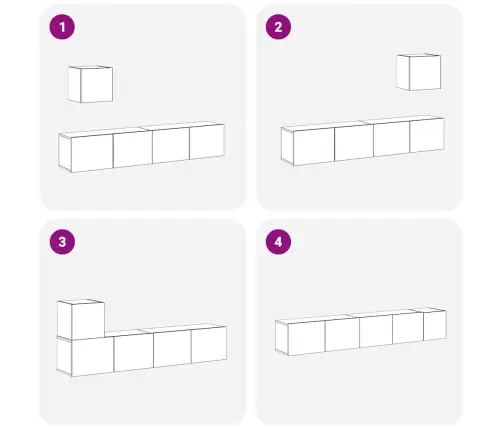 Televizora Skapīšu Komplekts 4 Pcs Melns Ozols 80 X 30 X 30 Cm Vidaxl