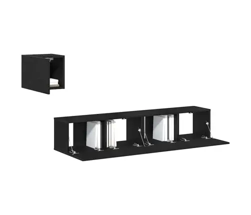 Televizora Skapīšu Komplekts 4 Pcs Melns Ozols 80 X 30 X 30 Cm Vidaxl