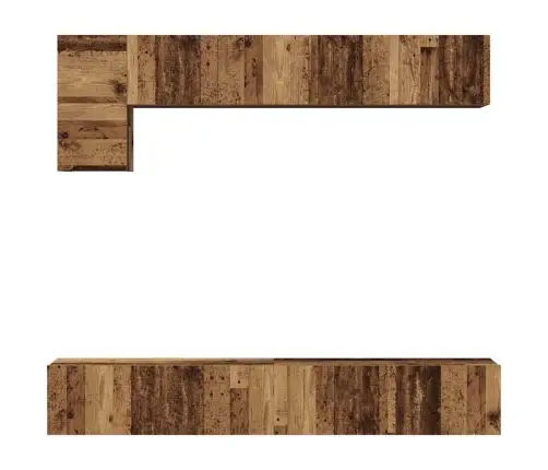 Tv Skapīšu Komplekts Ar Plauktu Piestiprināts Pie Sienas Cits Ar Uzglabāšanu Ar Durvīm 5 Pcs Vecs Koks Vidaxl