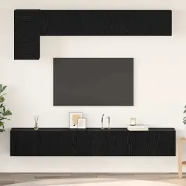 Tv Skapīšu Komplekts 5 Pcs Melns Ozols 100 X 30 X 30 Cm Vidaxl