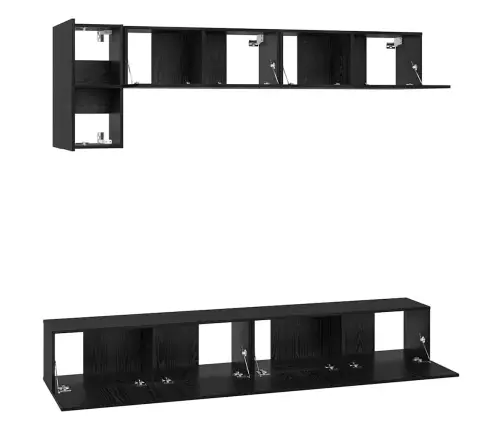 Tv Skapīšu Komplekts 5 Pcs Melni Ozoli 100 X 30 X 30 Cm Vidaxl