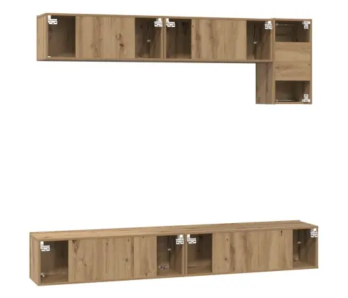 Tv Skapīšu Komplekts 5 Pcs Amatnieku Ozola Vidējs 100 Cm Vidaxl