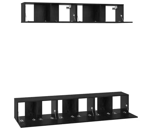 Tv Skapīšu Komplekts Cits 5 Pcs Melni Ozoli 80 X 30 X 30 Cm Vidaxl
