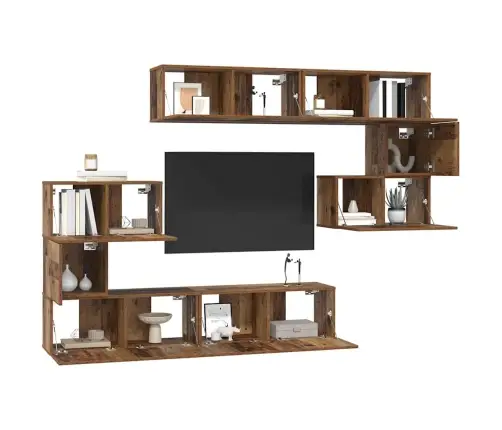 Tv Skapīšu Komplekts Cits 8 Pcs Vecs Koks 80 X 30 X 30 Cm Vidaxl