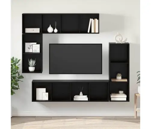 Tv Spintelių Komplektas 4 Pcs Juoda Ąžuolo 37 X 37 X 142.5 Cm