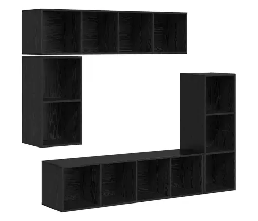 Tv Spintelių Komplektas 4 Pcs Juoda Ąžuolo 37 X 37 X 142.5 Cm