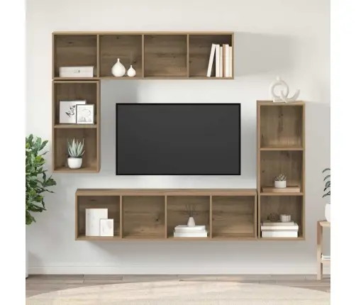 Tv Skapīšu Komplekts 4 Pcs Amatnieku Ozola Inženierijas Koks Vidaxl