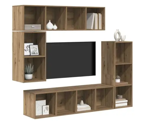 Tv Skapīšu Komplekts 4 Pcs Amatnieku Ozola Inženierijas Koks Vidaxl