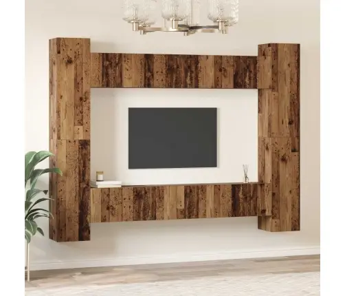 Tv Spintelių Komplektas 10 Pcs Senovinis Medis Apdirbta Mediena