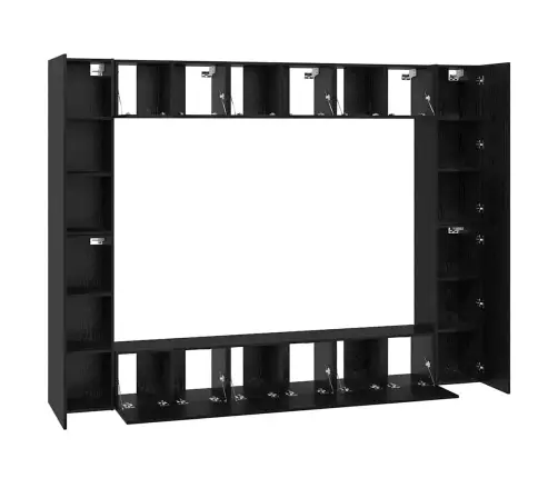 Tv Skapīšu Komplekts Ar Plauktu Ar Uzglabāšanu Ar Durvīm 10 Pcs Melni Ozoli Vidaxl Tv Skapīšu Komplekts Ar Plauktu Ar Uzglabāšanu Ar Durvīm 10 Pcs Melni Ozoli Vidaxl