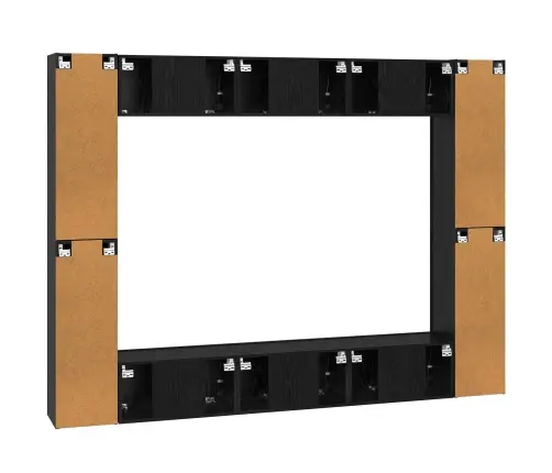 Tv Skapīšu Komplekts Ar Plauktu Ar Uzglabāšanu Ar Durvīm 10 Pcs Melni Ozoli Vidaxl