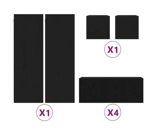 Televizora Skapju Komplekts 8 Pcs Melns Ozols Vidaxl