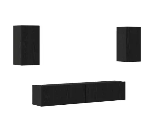 Telerikapi Komplekt 4 Pcs Must Tamm 80 X 30 X 30 Cm Tehispuit