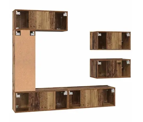 Tv Skapīšu Komplekts 6 Pcs Vecs Koks 30.5 X 30 X 90 Cm Vidaxl