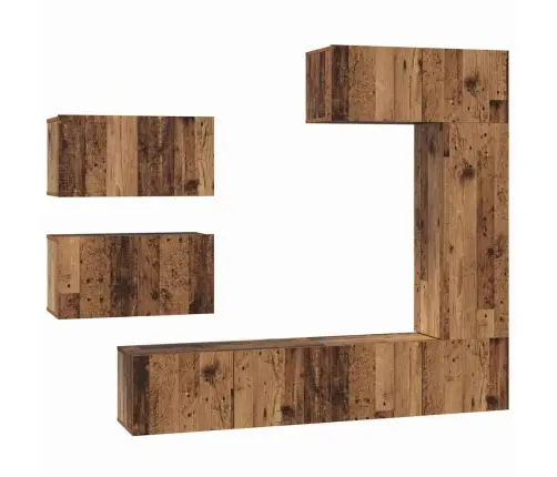 Tv Skapīšu Komplekts 6 Pcs Vecs Koks 30.5 X 30 X 90 Cm Vidaxl