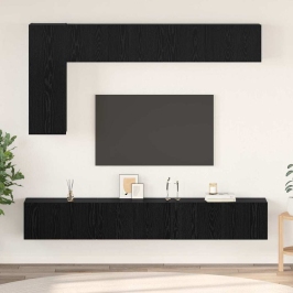 Tv Skapīšu Komplekts 6 Pcs Melns Ozols 30.5 X 30 X 90 Cm Vidaxl