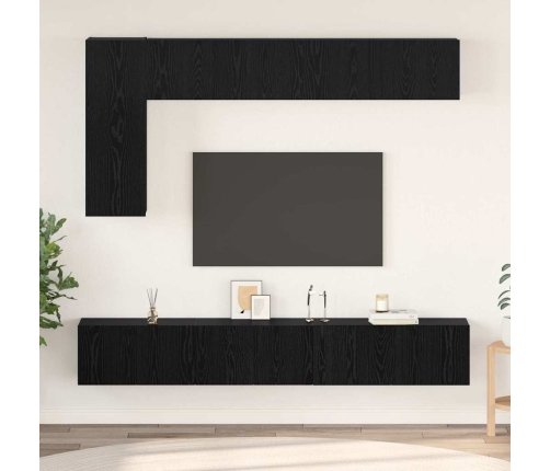 Tv Skapīšu Komplekts 6 Pcs Melns Ozols 30.5 X 30 X 90 Cm Vidaxl