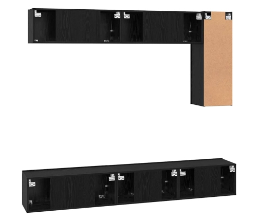 Tv Skapīšu Komplekts 6 Pcs Melns Ozols 30.5 X 30 X 90 Cm Vidaxl