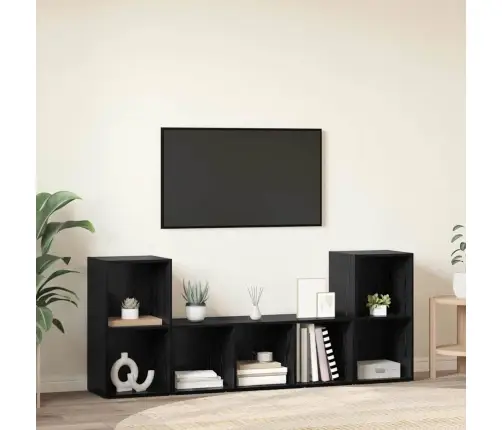 Telerikapi Komplekt Seinale Kinnitatav 3 Pcs Must Tehispuit