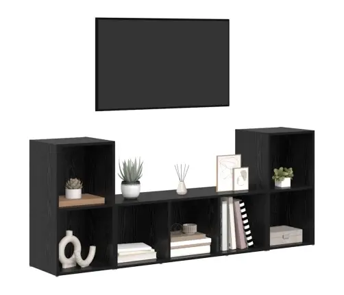 Telerikapi Komplekt Seinale Kinnitatav 3 Pcs Must Tehispuit