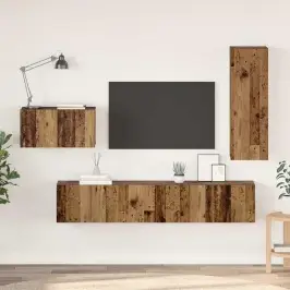 Tv Skapīšu Komplekts 4 Pcs Vecs Koks 30.5 X 30 X 90 Cm Vidaxl