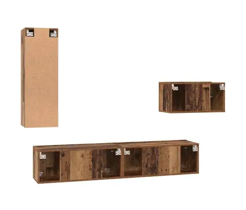 Tv Skapīšu Komplekts 4 Pcs Vecs Koks 30.5 X 30 X 90 Cm Vidaxl Tv Skapīšu Komplekts 4 Pcs Vecs Koks 30.5 X 30 X 90 Cm Vidaxl