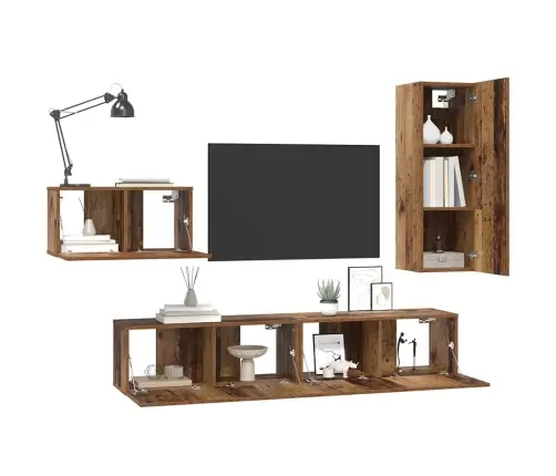 Tv Skapīšu Komplekts 4 Pcs Vecs Koks 30.5 X 30 X 90 Cm Vidaxl Tv Skapīšu Komplekts 4 Pcs Vecs Koks 30.5 X 30 X 90 Cm Vidaxl