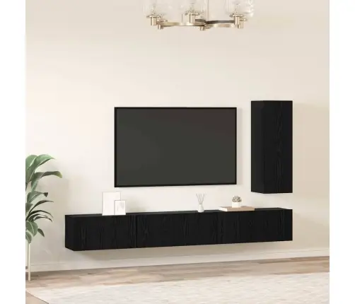 Telerikapi Komplekt Sahtliga 4 Pcs Must Tamm Tehispuit