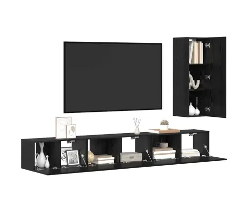 Telerikapi Komplekt Sahtliga 4 Pcs Must Tamm Tehispuit