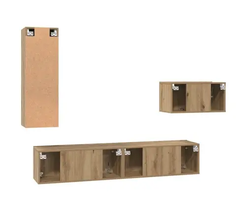 Tv Spintelių Komplektas 4 Pcs Artisano Ąžuolo 30.5 X 30 X 90 Cm