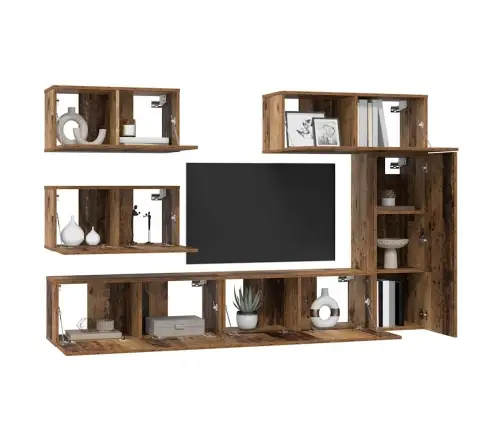 Telerikapi Komplekt 6 Pcs Vana Puit 30.5 X 30 X 90 Cm Tehispuit