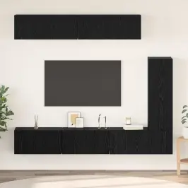 Tv Skapīšu Komplekts 6 Pcs Melns Ozols 30.5 X 30 X 90 Cm Vidaxl
