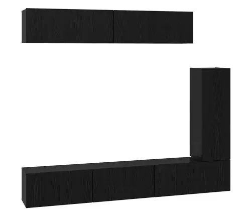 Tv Skapīšu Komplekts 6 Pcs Melns Ozols 30.5 X 30 X 90 Cm Vidaxl Tv Skapīšu Komplekts 6 Pcs Melns Ozols 30.5 X 30 X 90 Cm Vidaxl